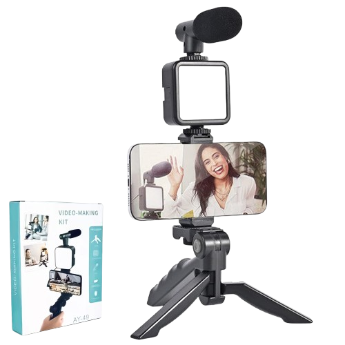 Ay-49 Video Making Kit Vlogging Tripod Triple Band Light